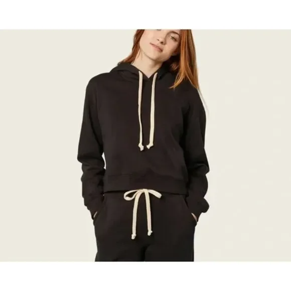 ITALIC Cropped Cloudfleece Hoodie‎ Black Medium - Picture 1 of 5